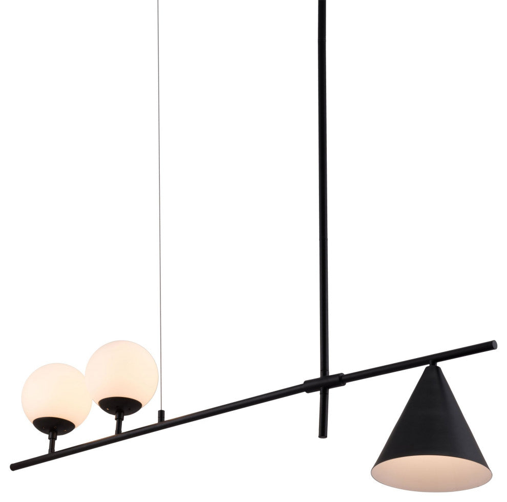 Pendant Ceiling Light Fixture, Glass, Steel Metal, Black, Kitchen LoungeLobby
