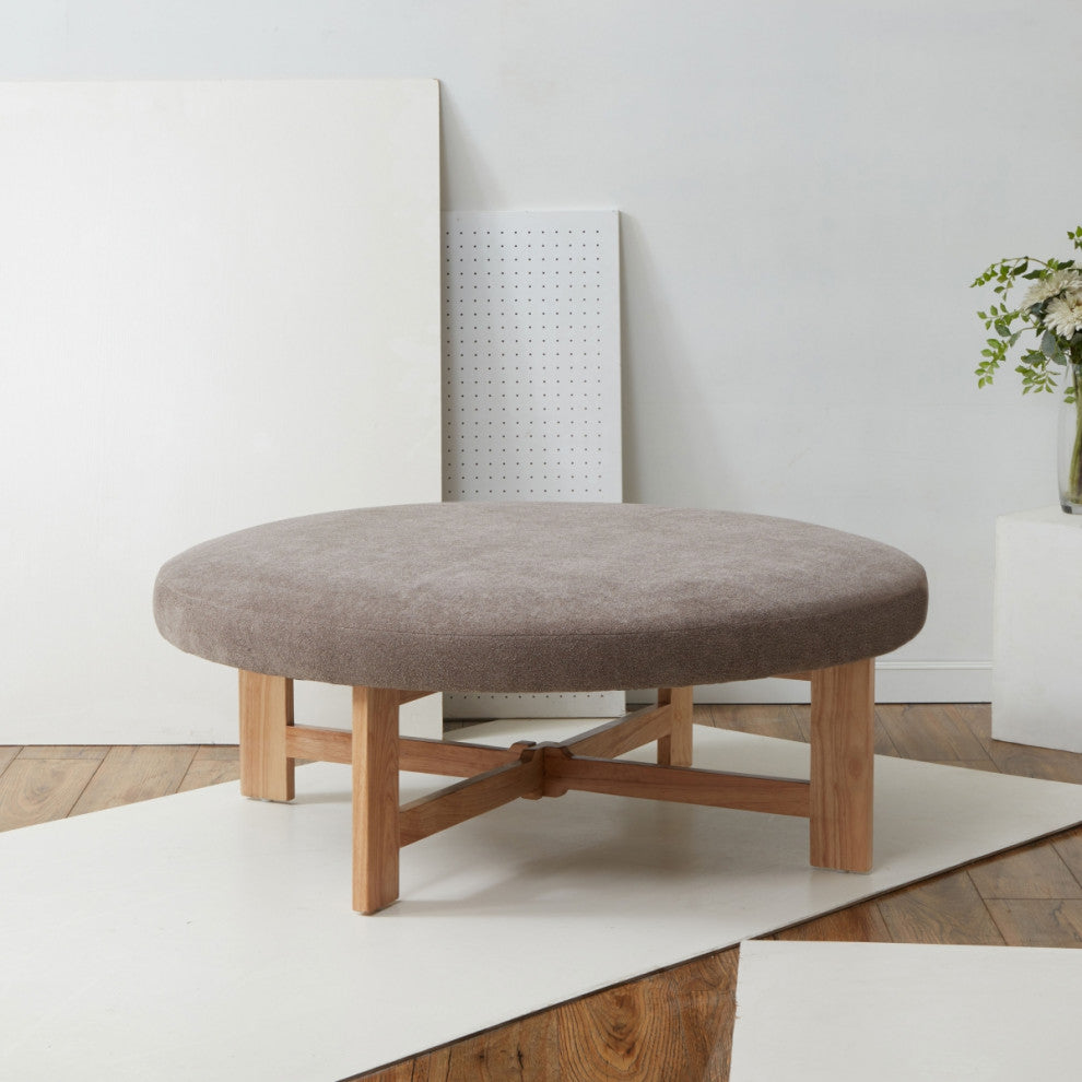 Safavieh Couture Vinny Faux Shearling Ottoman, Brown/Natural