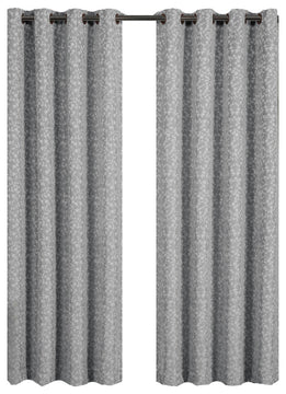 Fiorela 2PC Jacquard Grommet Curtains, Gray, 54"x63", Single