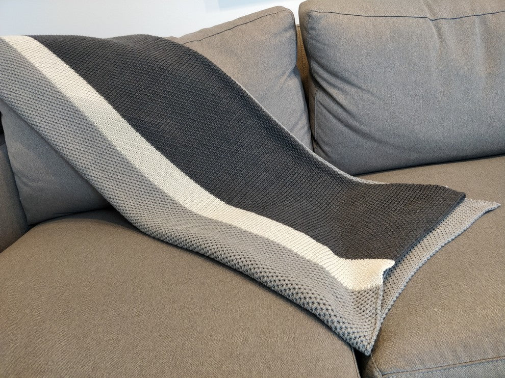 Luxury Cotton Throw Blanket, Citra Collection, Neon Strip, Ivory