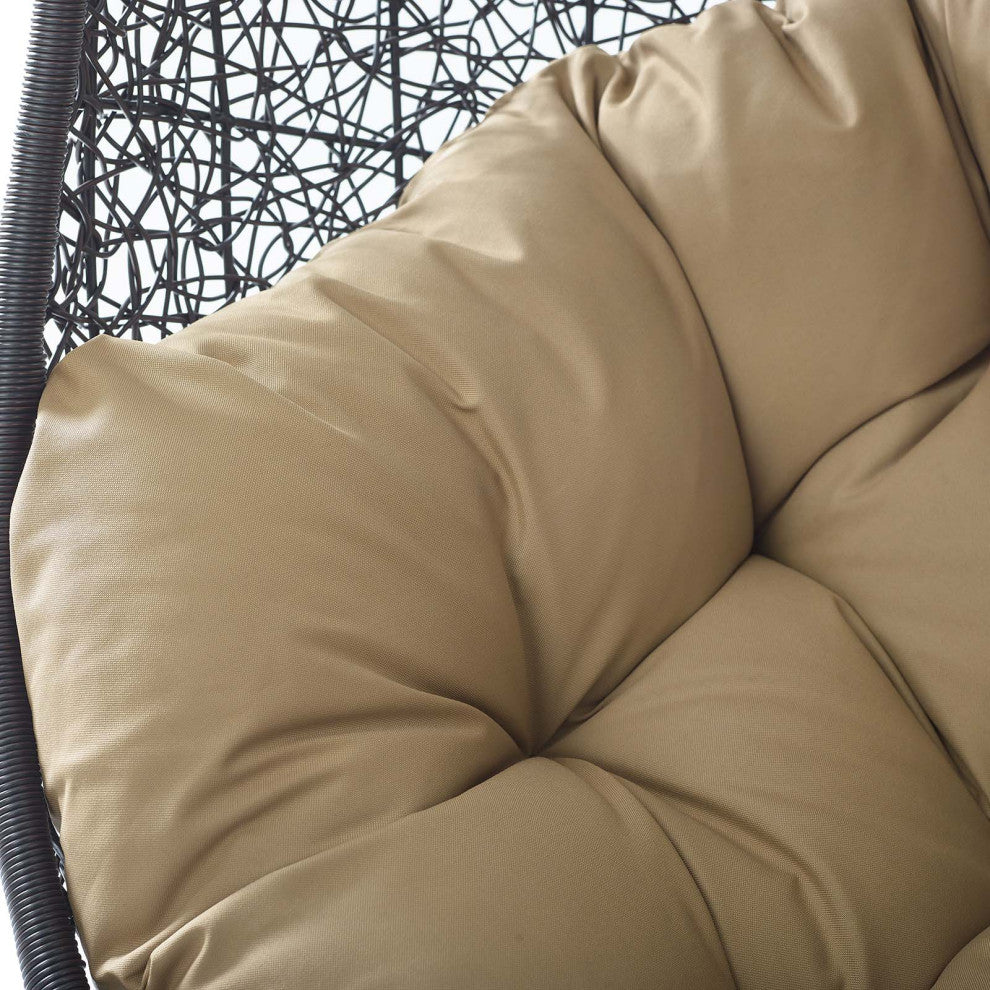 Swing Lounge Chair, Black Brown, Outdoor Patio Balcony Cafe Bistro Garden