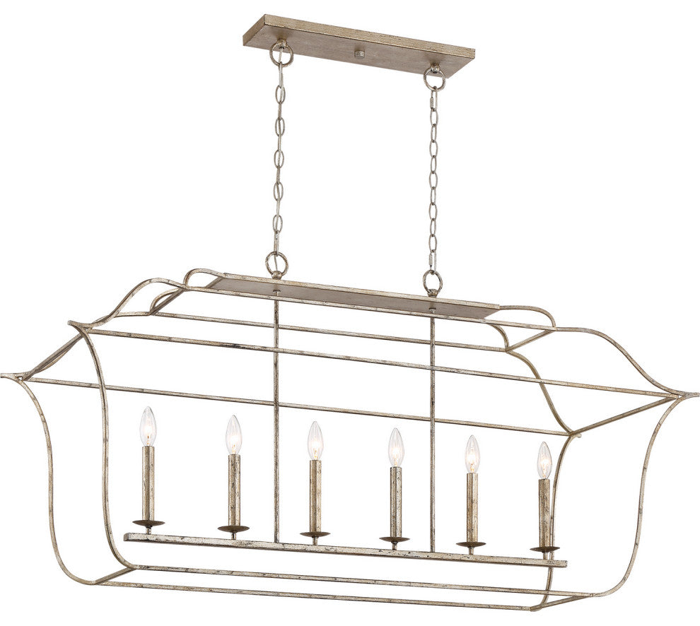 Gallery 6-Light Island Light, Century Silver Leaf