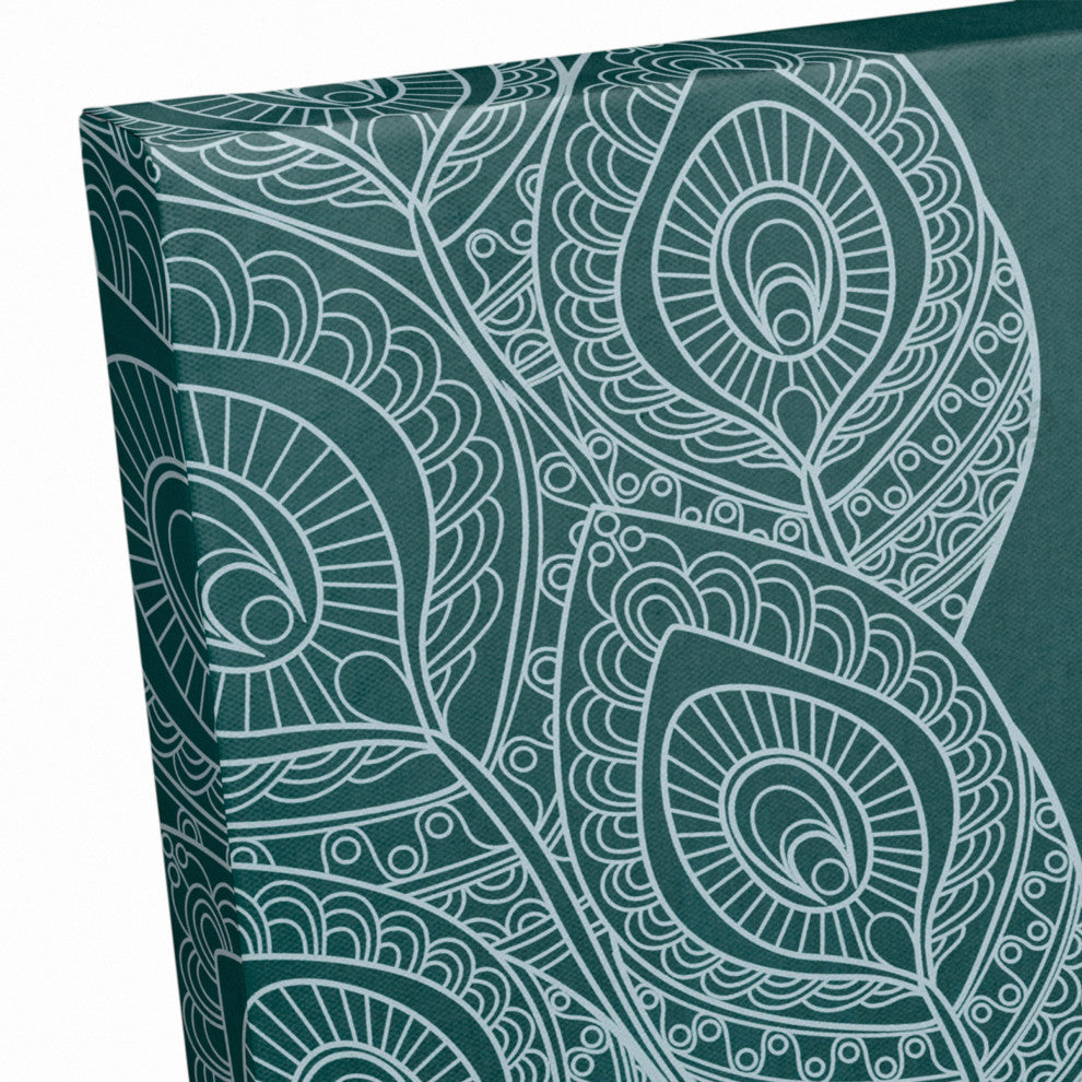 Line Pattern Peacock 12x12 Canvas Wall Art
