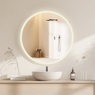 Moscow Circular Frameless LED Wall Bath Vanity Mirror, Acrylic, 36"w X 36"h