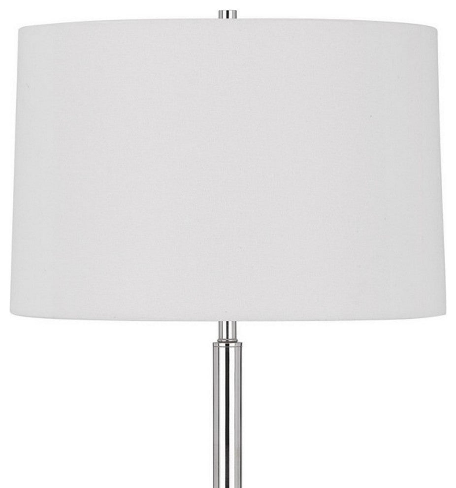 Benzara BM282145 Ava 61" Floor Lamp, Glass Tray Table, 1 USB Port, Glossy