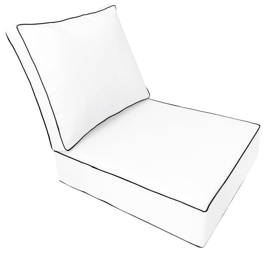 |COVER ONLY| Outdoor Contrast Pipe Trim Small Deep Seat Back Pillow Cover AD106