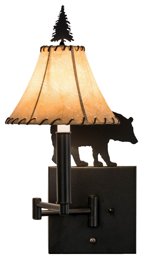 8W Black Bear Swing Arm Wall Sconce