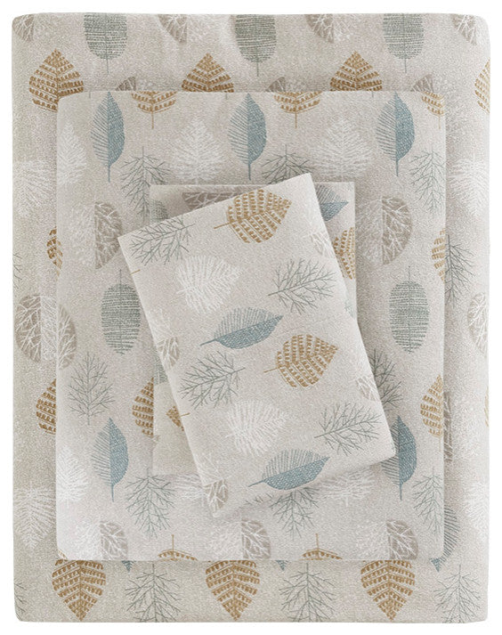 True North by Sleep Philosophy Cotton Flannel Print Sheet Set, Fall Leaves