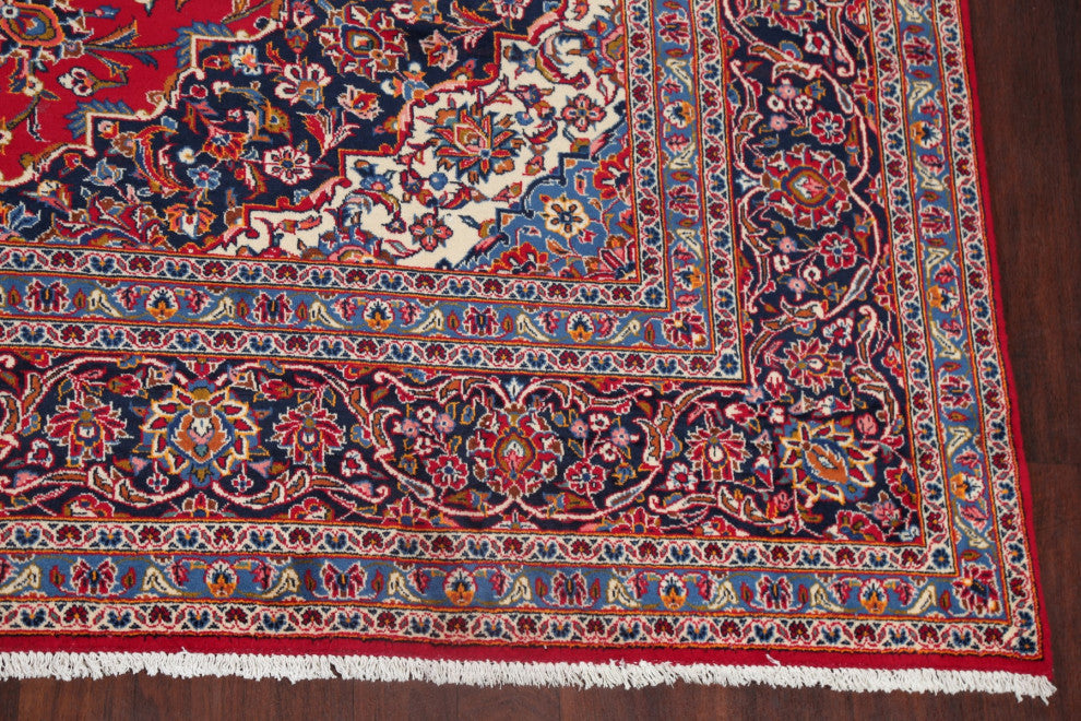 Consigned, Vintage Handmade Oriental Traditional Persian Area Rug, Red, 10x14