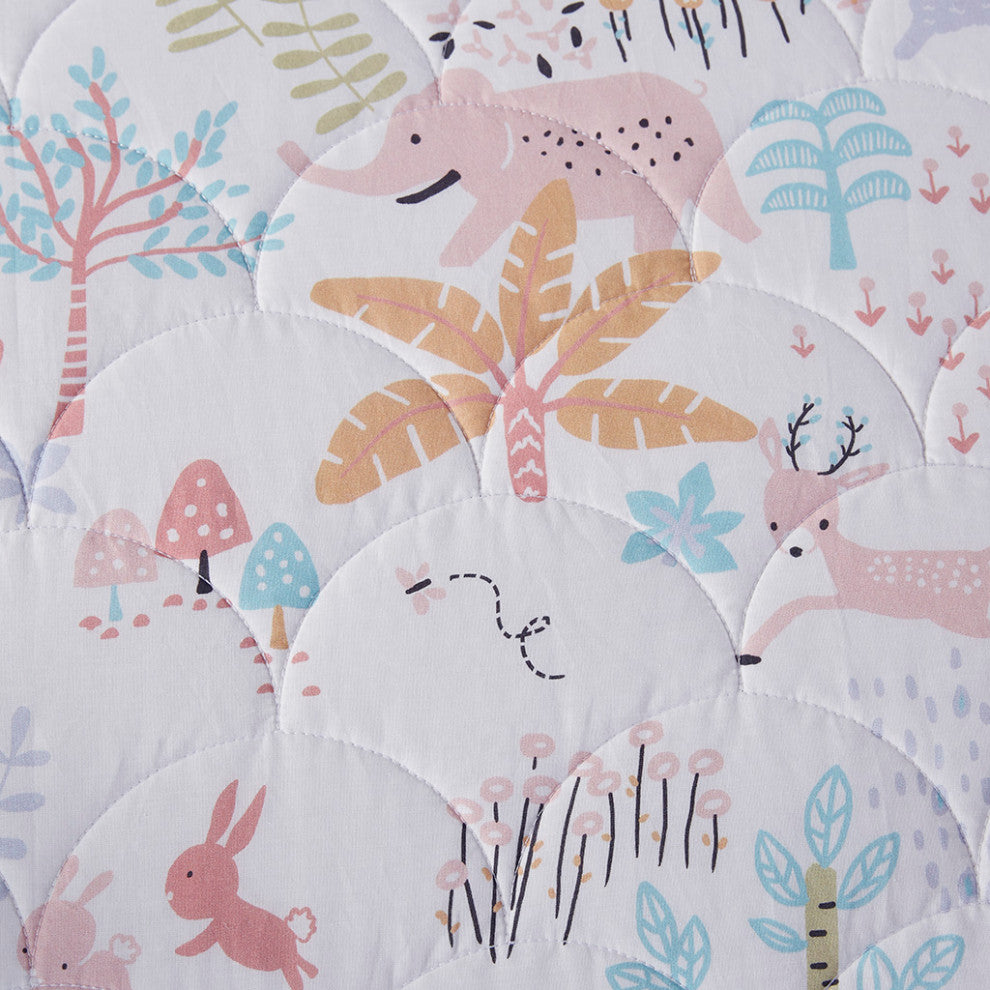 Urban Habitat Kids Iris Woodland Animals Reversible Cotton Quilt Set, Blush