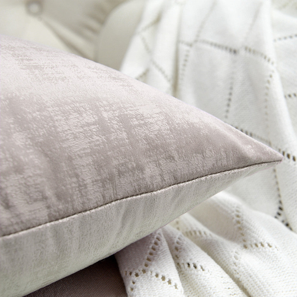 Serenta Textured Velvet Pillow Shell, Set of 4, Simply Taupe