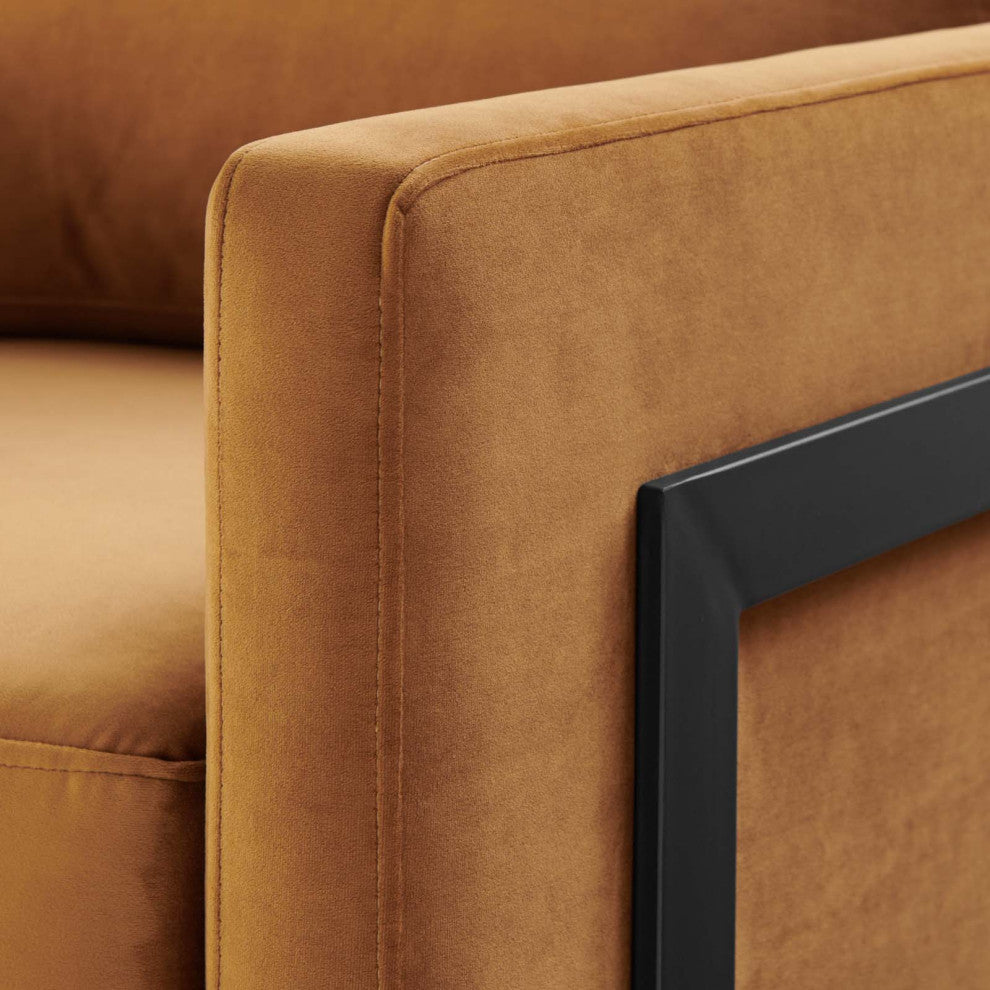 Accent Chair, Velvet, Metal, Black Brown, Modern, Living Lounge Hospitality