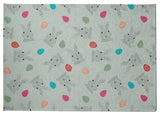 Bunnies and Eggs Easter Chenille Rug, Breezeway Green, 8'x10'