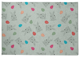 Bunnies and Eggs Easter Chenille Rug, Breezeway Green, 8'x10'