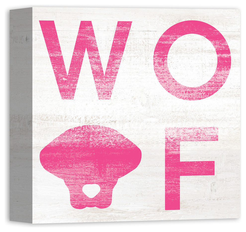 Designs Direct Creative Group Woof Distressed Pink 12x12 Canvas Wall Art