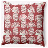 18x18" Pineapple Pattern Nautical Decorative Indoor Pillow, Ligonberry Red