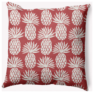 18x18" Pineapple Pattern Nautical Decorative Indoor Pillow, Ligonberry Red