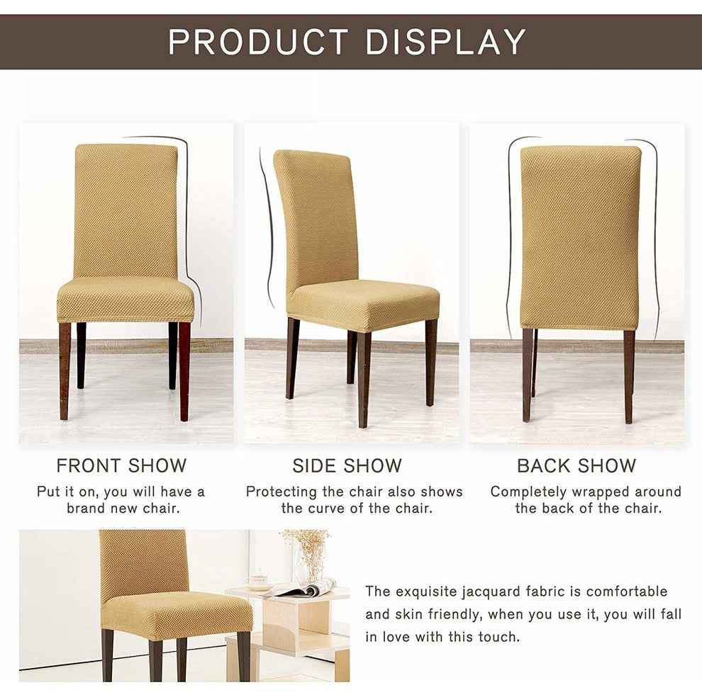 Subrtex Stretch Dining Room Chair Slipcovers, Beige, 2pcs