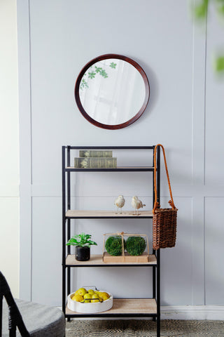 Transitional Decor Style Mango Wood Wall Mirror, Brown