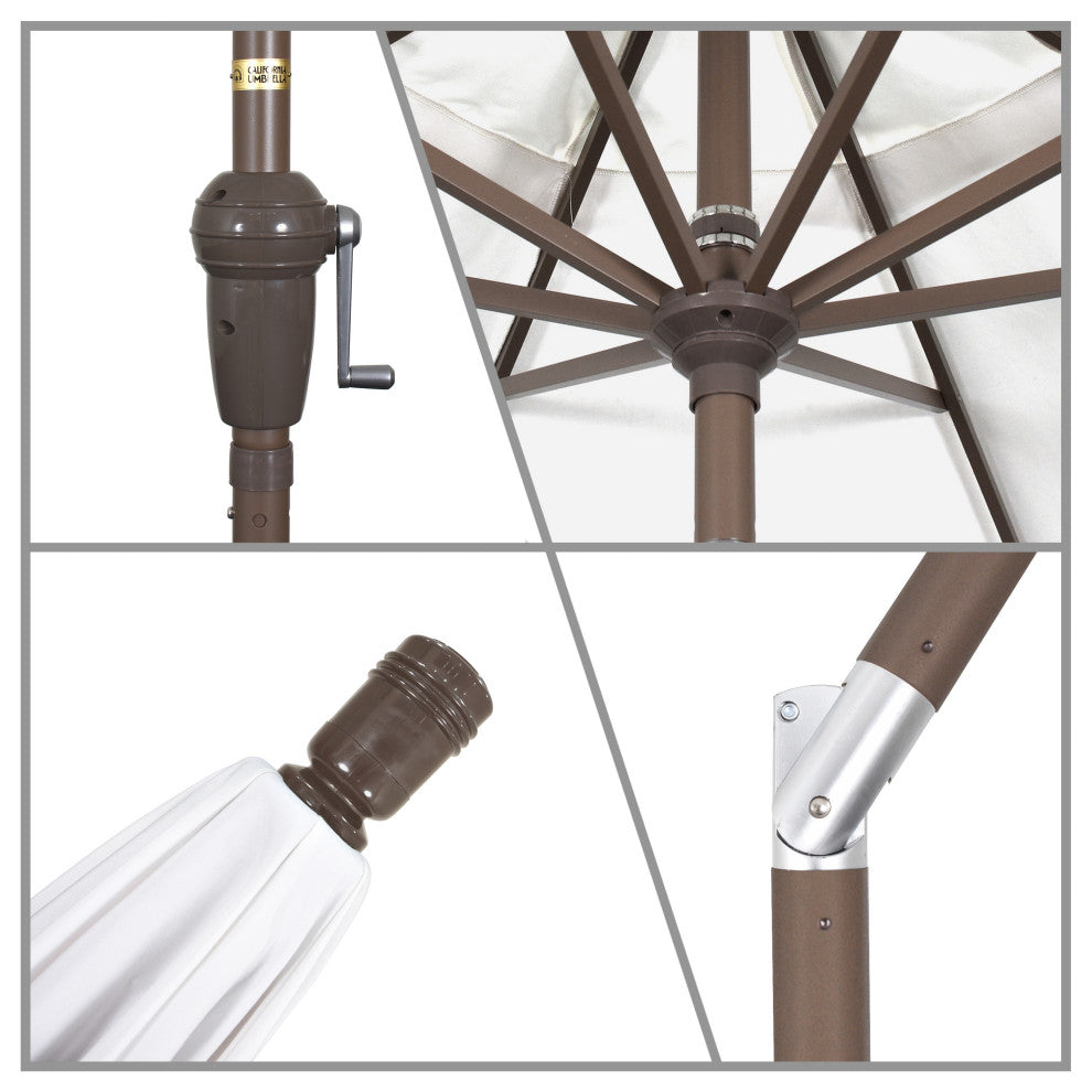 9' Aluminum Umbrella Auto Tilt Bronze, Pacific Blue