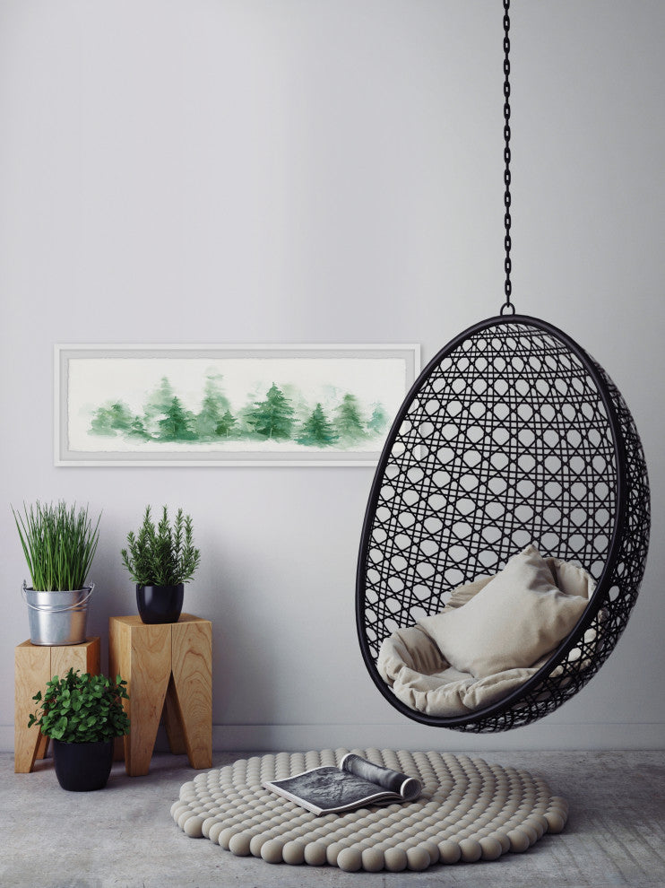 "Hazy Pine Forest" Framed Painting Print, 30x10