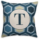 T Blue Hexagon Monogram Spun Poly Pillow, 18x18