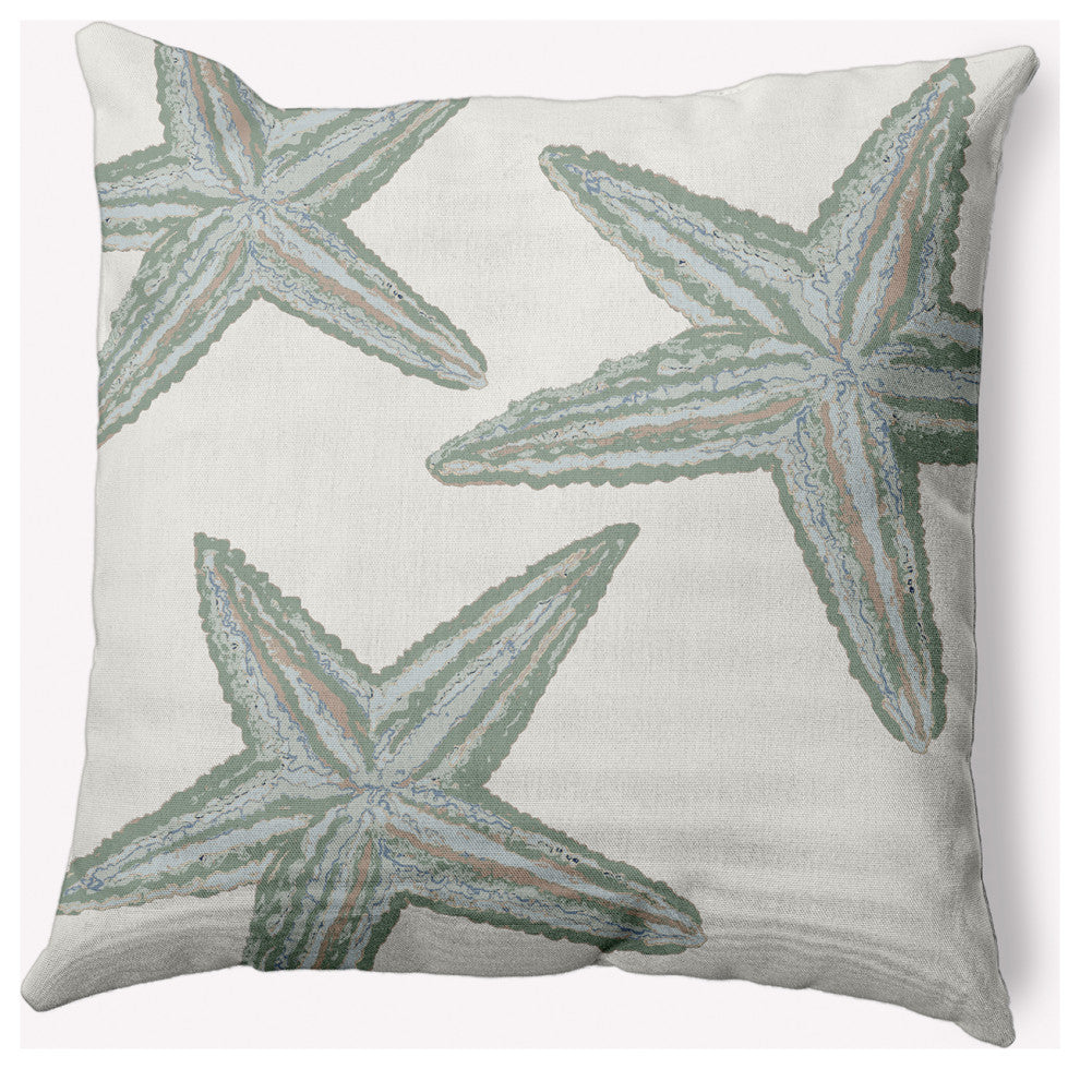 18x18" Starfish Constellation Nautical Decorative Indoor Pillow, Sage