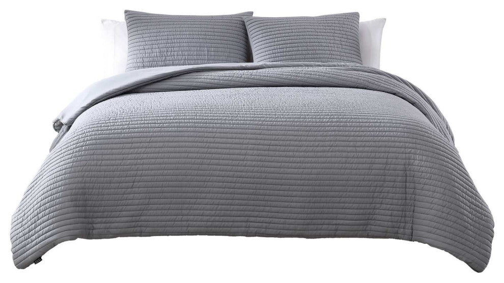 The Nesting Company Palm 3 Piece Comforter Set - Queen - Charcoal