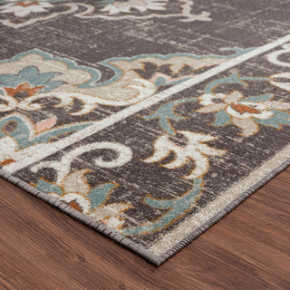 Rustic Transitional Medallion Woven Indoor Outdoor Rug, 5'3"x7'10"