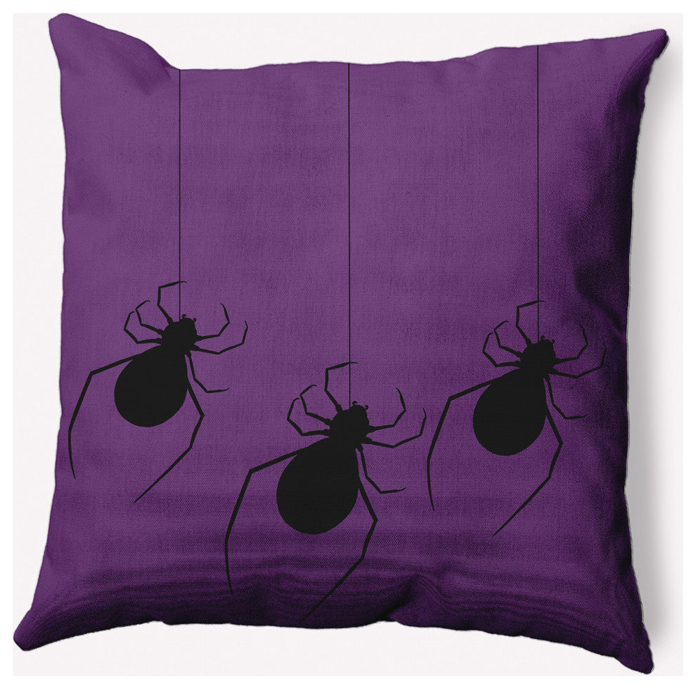 18" x 18" Hanging Spiders Indoor/Outdoor Polyester Throw Pillow, Amethyst