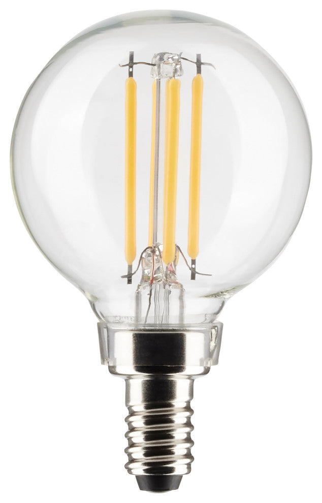 5.5W G16.5 LED, Clear, Candelabra Base, 90 CRI, 3000K, 120V