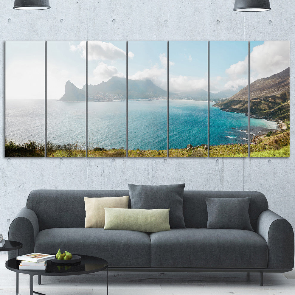 Hout Bay from Chapman Peak, Seashore Photo Canvas Art Print, 83"x32", 7 Panels