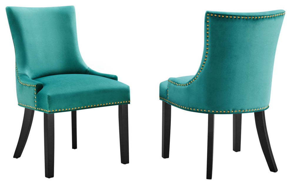 Marquis Performance Velvet Dining Chairs, Set of 2, Teal