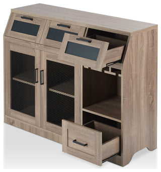 Lomel Transitional Chalkboard Buffet Server, Chestnut Brown