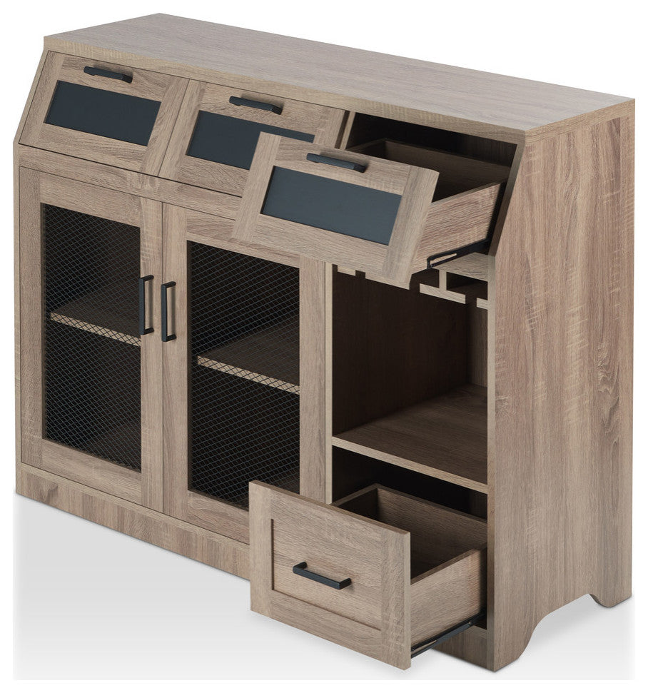 Lomel Transitional Chalkboard Buffet Server, Chestnut Brown