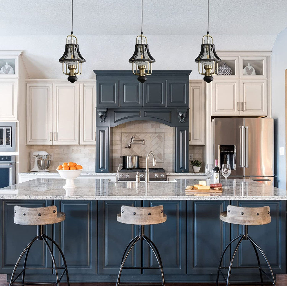 Farmhouse Glass Pendant Light Vintage Industrial Hanging Light Fixtures