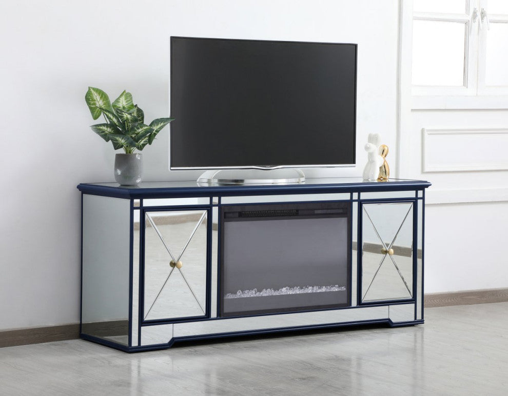 Elegant MF60160BL-F2 Modern 60" Mirrored Tv Stand