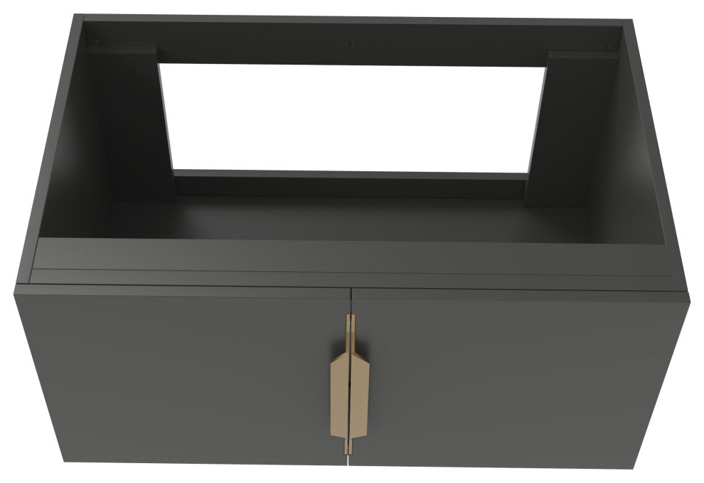 CastelloUSA Alpine 30" Wall Mounted Vanity, Base Only, Black, Gold Handles