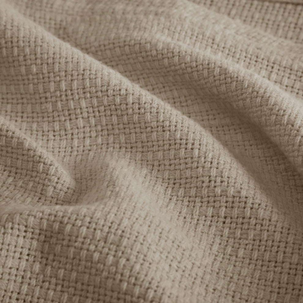 Madison Park Freshspun Basketweave All-Season Bedding Blanket, Khaki