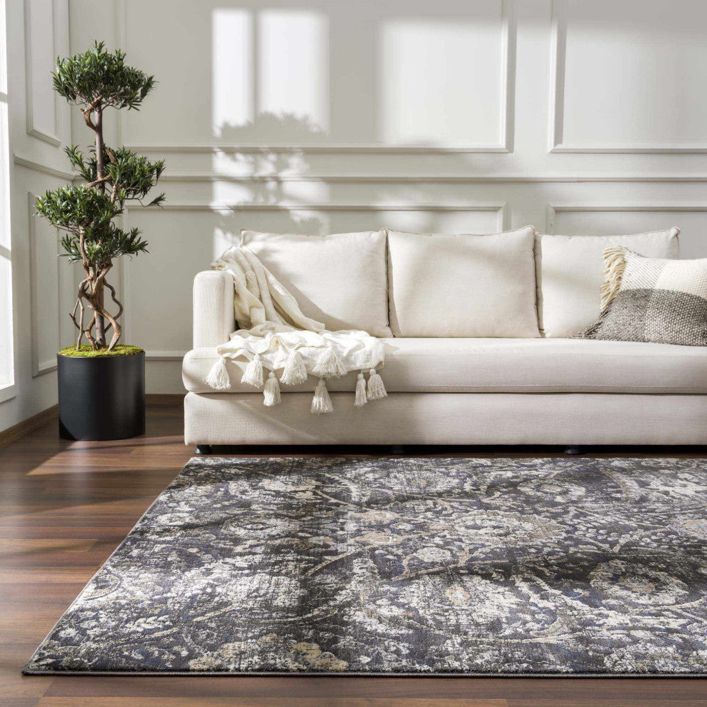 Hauteloom Georgiana Charcoal Area Rug, 4'3"x5'7" Rectangle