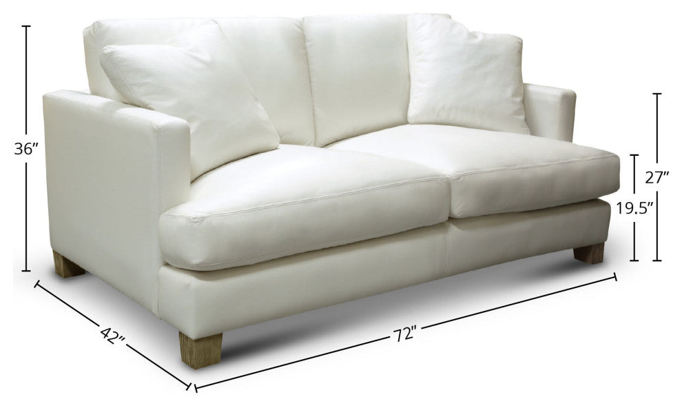 Galaxy 100% Top Grain Leather Modern Loveseat Sofa