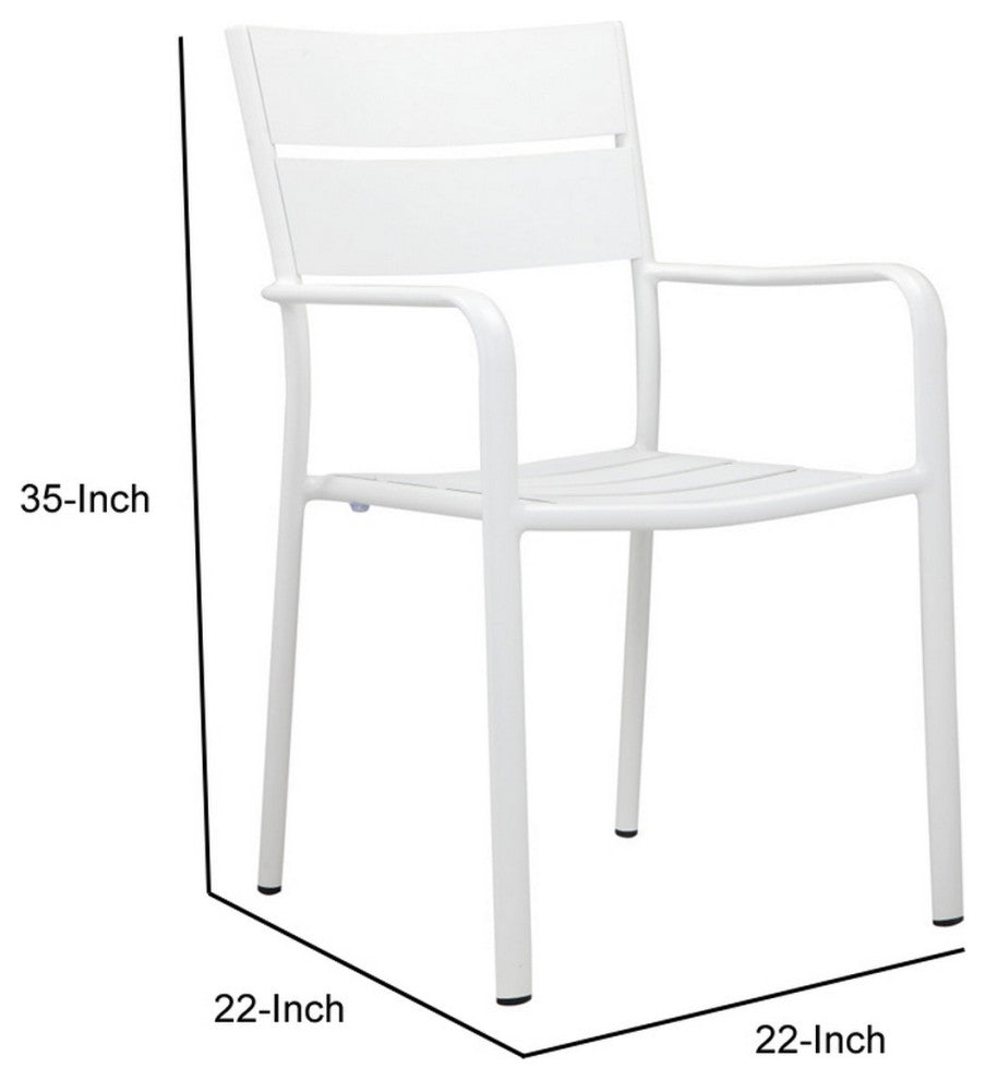 Benzara BM287803 6 Piece Dining Chair Set, White Aluminum Frame, Stackable