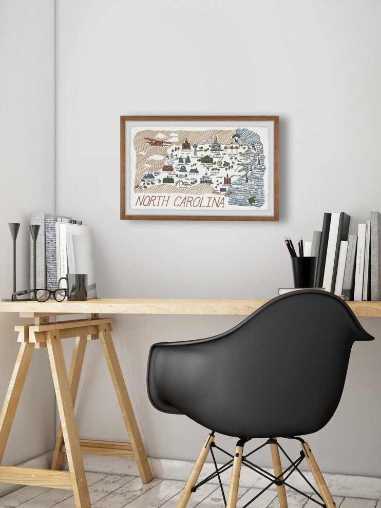 "North Carolina Spots" Framed Painting Print, 24x16