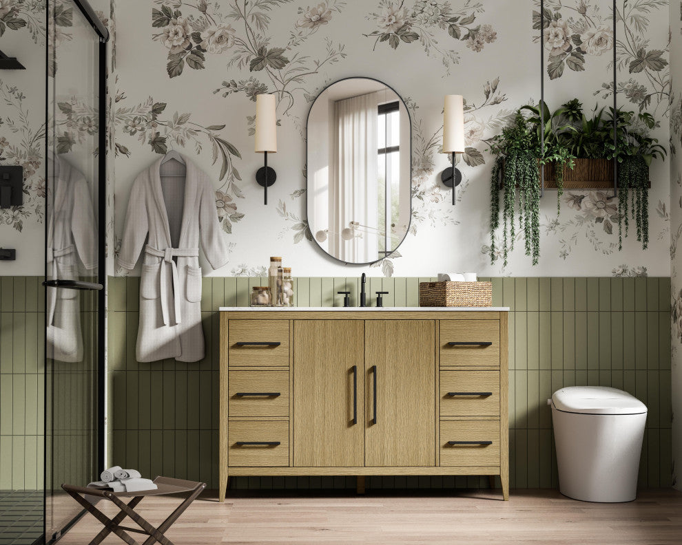 Home Living 54" Single Bathroom Vanity, Honey Brown