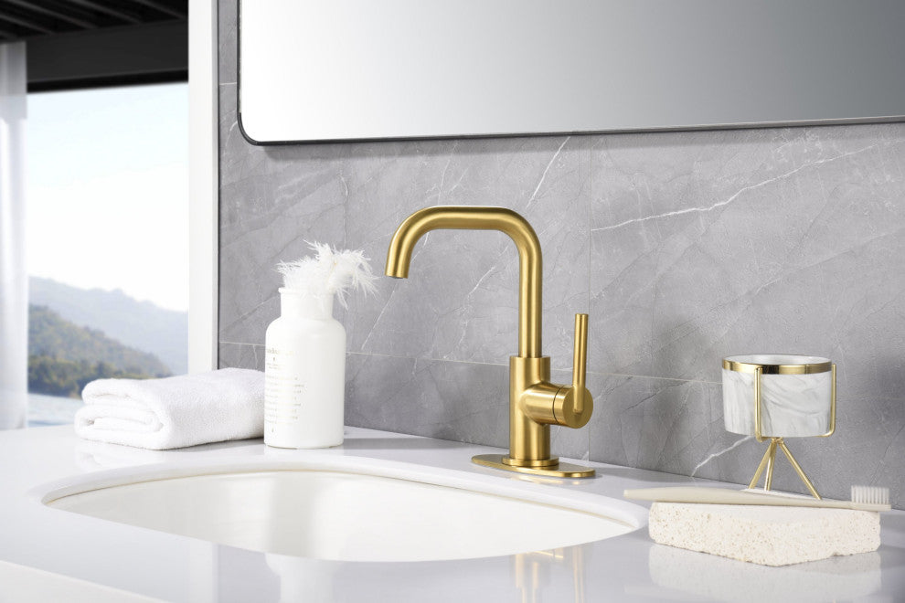 Ultra Faucets UF3070X Single Handle Bathroom Faucet, Brushed Gold