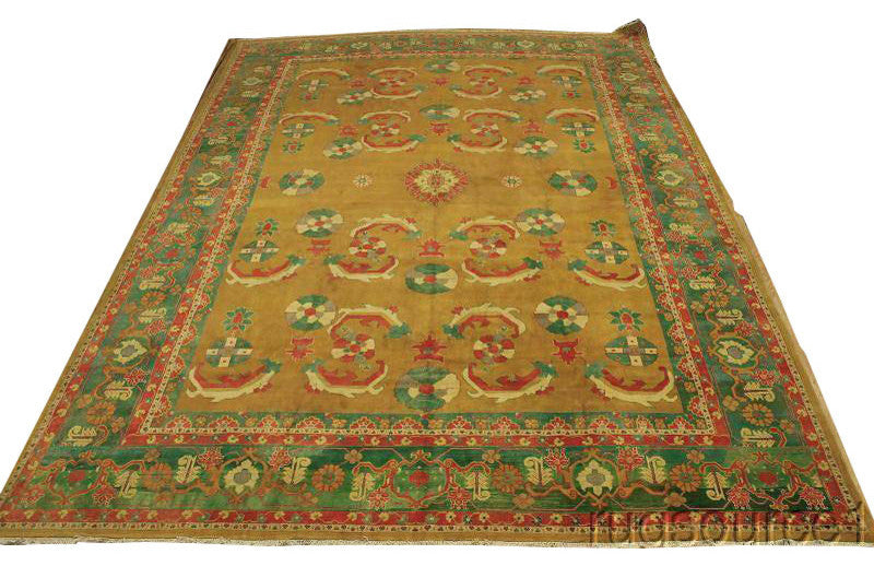Heriz Geometric Handmade Persian Design Oriental Area Rug, Yellow, 17'9"x12'11"