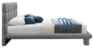 Deco Boucle Fabric Upholstered Full Bed, Gray, Queen