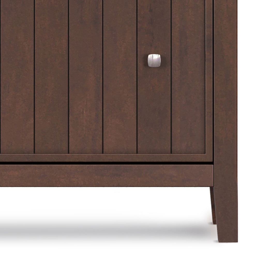 Acadian Solid Wood Entryway Shoe Storage Cabinet, Brunette Brown