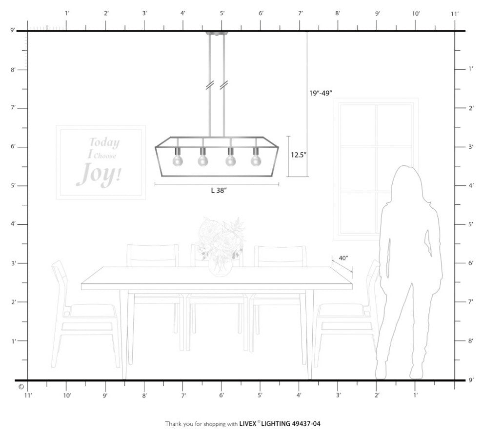 Devone 4 Light Black With Brushed Nickel Accents Linear Chandelier