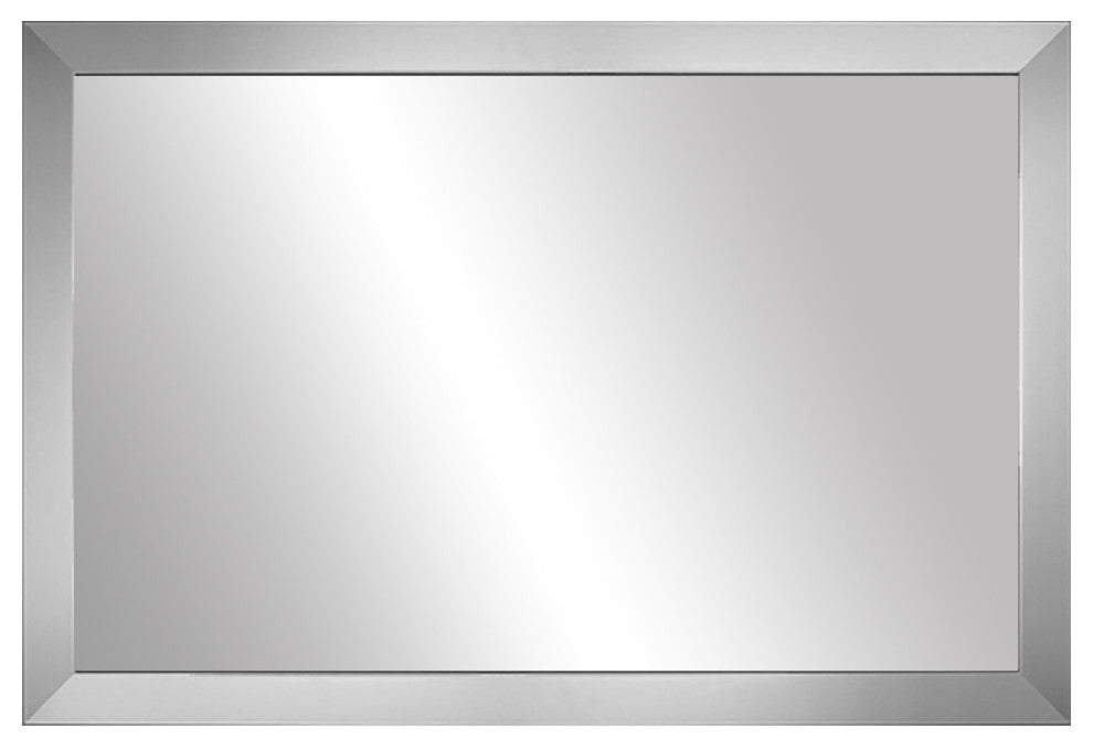 Meade Framed Wall Mirror, Brushed Chrome, 28"x36"